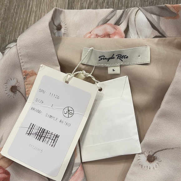 Simple Retro Giselle Tulip floral print midi Dress sz large L - Picture 9 of 13